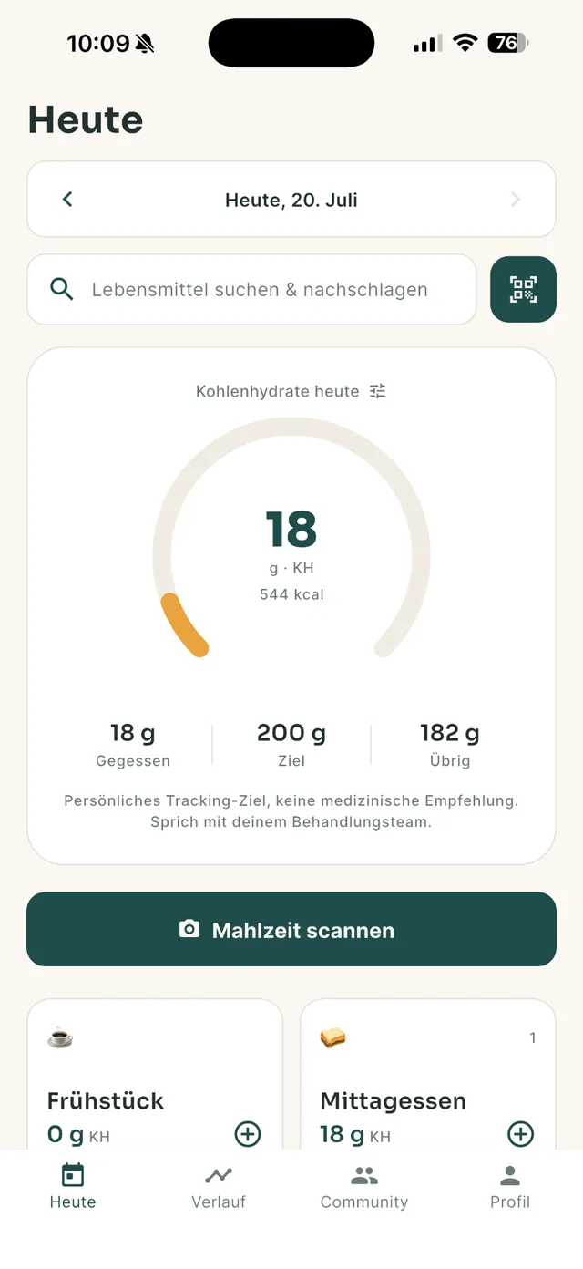 Glucido – Health App: App-Screenshot 3 (Flutter, iOS, Android, Web)