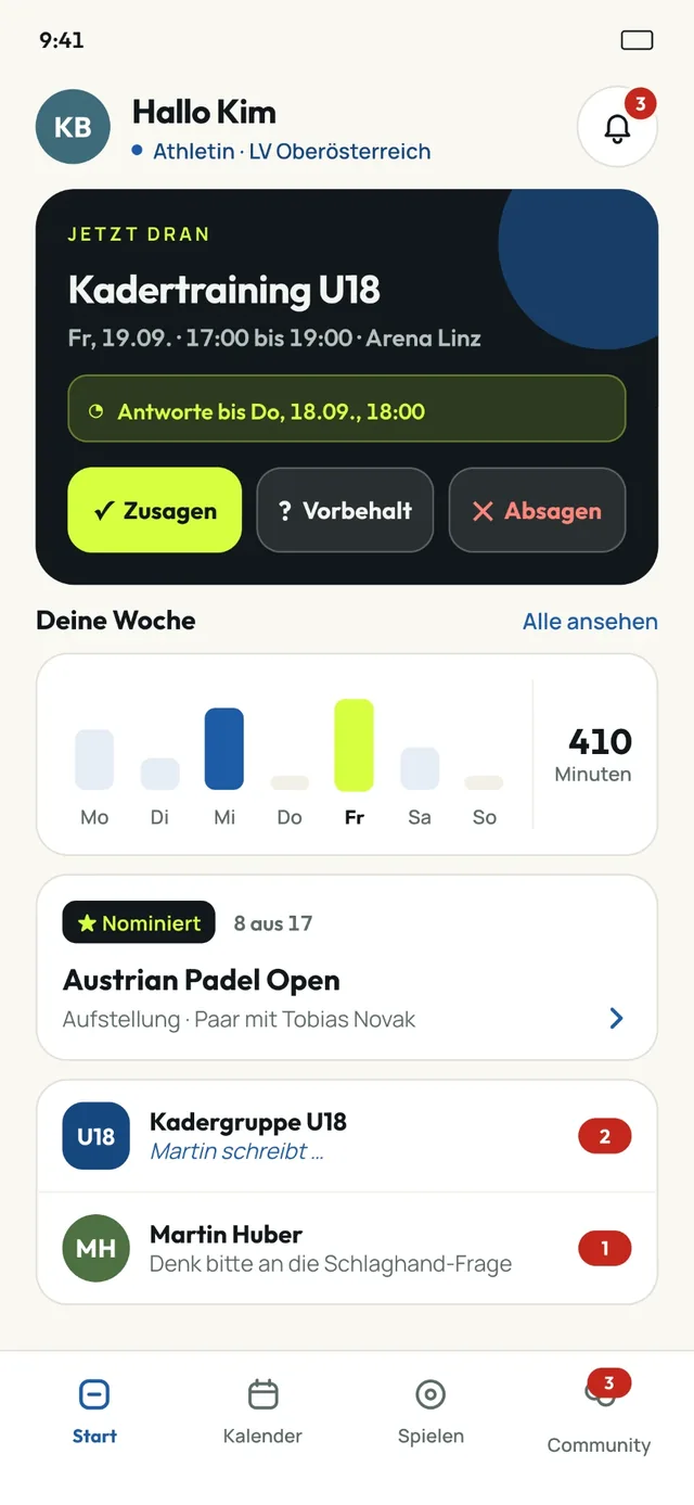 Padster – Padel-Verbandsplattform: App-Screenshot 2 (Flutter, iOS, Android, Web)