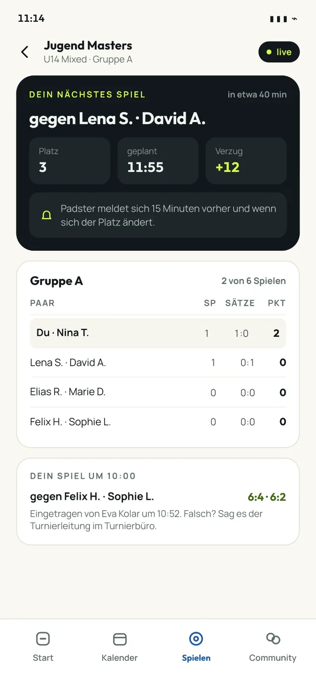 Padster – Padel-Verbandsplattform: App-Screenshot 3 (Flutter, iOS, Android, Web)